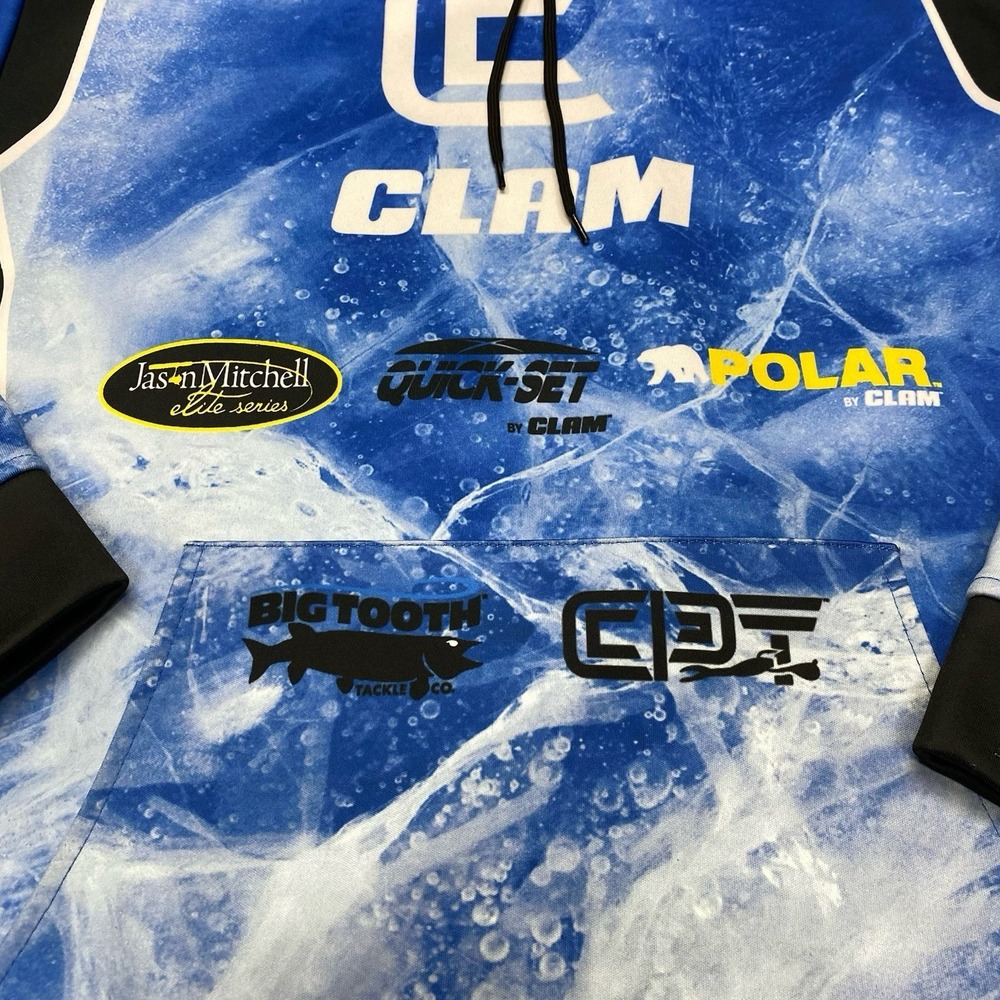 Clam Ice Armor Fishing Hoodie S Big Tooth Tackle Quick Set Polar Jason Mitchell - Picture 4 of 12